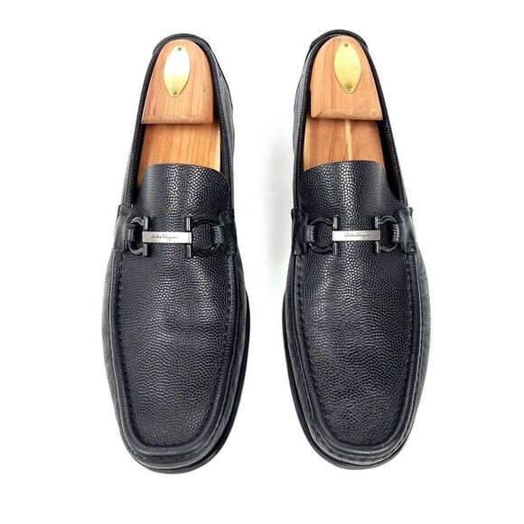 Salvatore Ferragamo Gancini Bit Leather Moccasin Driving Loafers Mens 9.5 Black main image 9